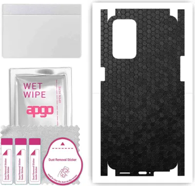 Produktbild von apgo Rückseite + Seiten Schutzfolie, Skin, kompatibel mit Oppo Reno 6 5G, Hinten Displayschutzfolie aus Vinylfolie, kratzfest, einfache Montage - Schwarze Honigwabe