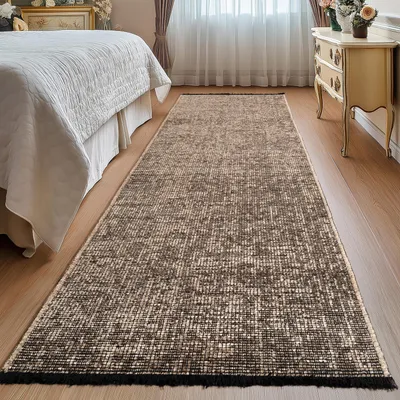 Image de Teppium Tapis Couloir 80x250 cm Marron Coton Antidérapant