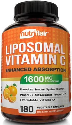 Produktbild von Vitamin C, NutriFlair, Liposomal, Schnelle Absorption, Stärkt das Immunsystem, Starkes Antioxidans, 1600mg / Portion, 180 cps