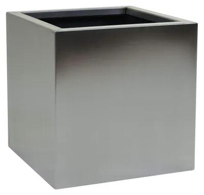 Image de VIVANNO Bac à plantes en acier inoxydable BLOCK Cube, acier inoxydable brossé - 40x40x40 cm