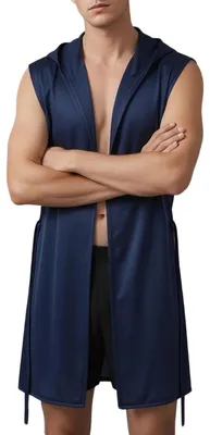 Image de Pyjama pour hommes en tissu doux, avec poches et ceinture