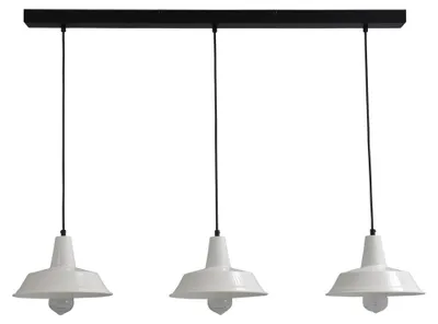 Productafbeelding van Witte vintage eetkamer lamp Industria 3x25 3-lichts met zwart