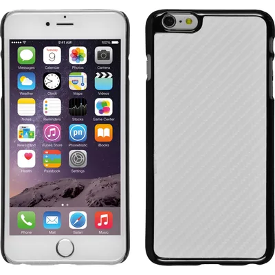 Produktbild von PhoneNatic Case kompatibel mit Apple iPhone 6 Plus / 6s Plus - Hülle weiß Carbonoptik Hard-case + 2 Schutzfolien