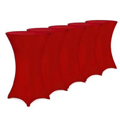 Produktbild von DETEX® Stehtisch Husse 5er Set Ø60-65/70-75/80-85cm Farbwahl Stretch Stehtischhusse Überzug, Größe/Farbe:5er Set Ø70 cm / bordeaux rot