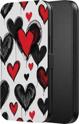 Productafbeelding van Smartphonica Telefoonhoesje, geschikt voor:iPhone 11 Pro. Kunstleren bookcase hoesje met magnetische sluiting en pasjeshouder, met hartjesprint