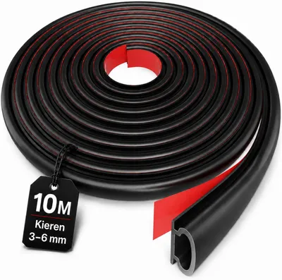 Productafbeelding van Tochtstrip 10 m, D-profiel, voor kieren 3-6 mm, zelfklevend, thermische isolatie, zwart