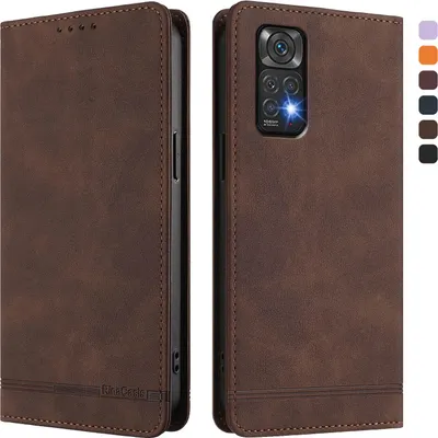 Produktbild von Hülle für Xiaomi Redmi Note 11S/Note 11 4G, Retro Kunstleder Ständer Klapphülle mit Kartenfächer und Magnetische Braun