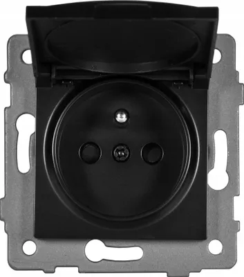 Zdjęcie produktu dla Gniazdko podtynkowe TG ELECTRO MODERN-Q, czarne, z klapką