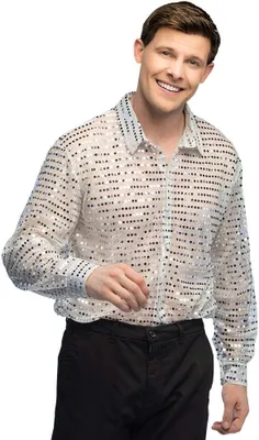 Produktbild von Boland 6021922, Fancy shirt, Erwachsener, Männlich, Silber, XL, Polyester, Polyvinylchlorid (PVC)