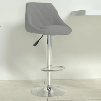 Image de Tabouret de bar "Aschbach" en velours (100 % polyester), acier chromé gris clair. Dimensions (L/H/P) 46x103x44 cm