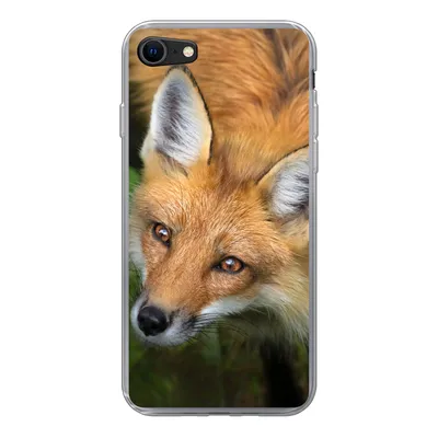 Produktbild von MuchoWow® Handyhülle Schutzhülle Hülle für iPhone 8 Fuchs - Grün - Orange Silikon Softcase Handy Hülle - Schutzhaube