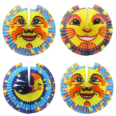 4 Papierlampions Mondmotiv Ø 45 cm für Laternenumzüge