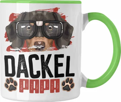 Produktbild von Trendation - Dackel Papa Besitzer Tasse Geschenk Lustiger Spruch Geschenkidee Dackel Liebhaber (Grün)