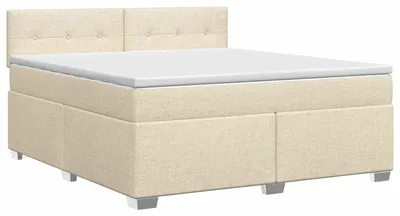 Image de vidaXL Lit boxspring avec matelas Crème 140 x 190 cm Tissu