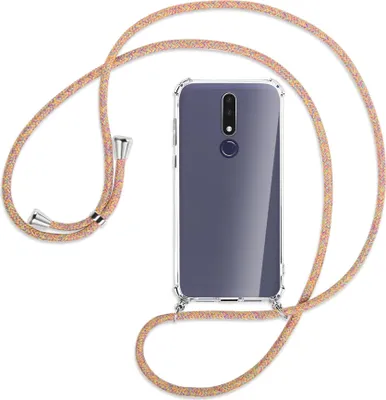 Produktbild von Handykette Backcover-Schutzhülle mit Band (Metall silberfarben) für Nokia 3.1 Plus - Rainbow