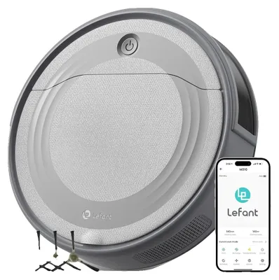 Image de Robot aspirateur, puissance d'aspiration de 4 500 Pa, capacité du bac à poussière de 550 ml, autonomie de 180 minutes, filtre HEPA, dimensions : 39 x 33 x 12 cm