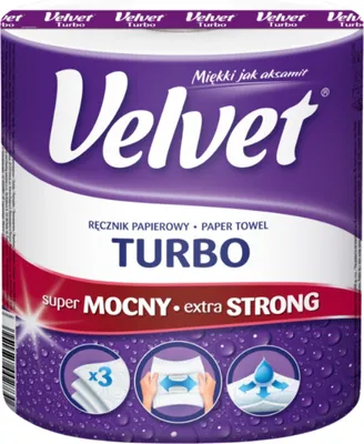 Zdjęcie produktu dla VELVET TURBO 3-WARSTWOWY Ręcznik Papierowy Super Chłonny Wytrzymały