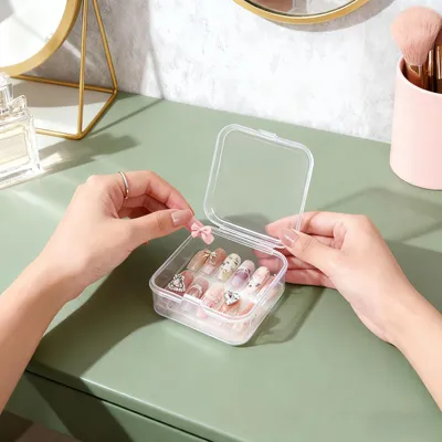 Productafbeelding van Famanu Mini opbergboxen, transparant - 100 stuks - Geschikt voor kleine voorwerpen en knutselprojecten - 45x45x20 mm