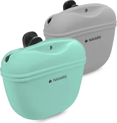 Produktbild von Navaris Hunde Futterbeutel aus Silikon 2er Set - 2x Snackbeutel mit Clip und Magnet - Futtertasche Leckerlis Trockenfutter Nassfutter