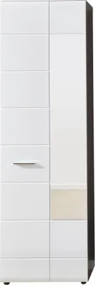 Produktbild von trendteam Garderobe Garderobenschrank Line Sardegna Rauchsilber Melamin/Weiß Hochglanz Tiefzieh 60 x 191 x 35 cm