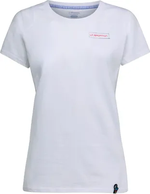 Weißes T-Shirt für Damen von La Sportiva; schlichtes Design mit Logo auf der Brust.