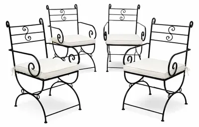 Image de Lot de 4 chaises de jardin de style méditerranéen Almagro, en fer noir, 100 cm