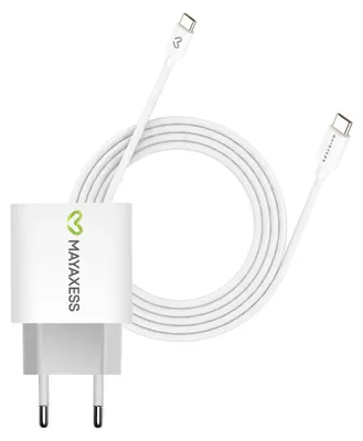 Produktbild von Mayaxess, 20W Netzteil für Pixel 8 + USB-C Kabel 1m, Weiß