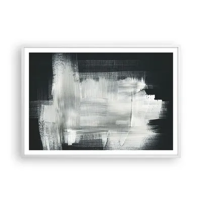 Produktbild von Gerahmtes Poster - Weißer Rahmen - Abstraktion Schwarz Weiß - 100x70 cm - Wand Bild - Wanddeko - Wandbilder - Wandposter - Bilderrahmen - Bilder - Kunstdruck - Wandbild - P2WAA100x70-4173