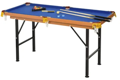 Produktbild von Billardtisch Klappbar Mini Billiard Tisch mit 2 Queues 16 Bällen Kreide Dreieck, Zubehör 140 x 63 x 75 cm