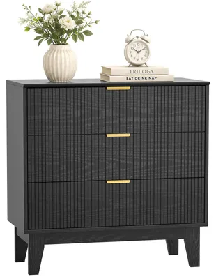 Kommode mit 3 Schubladen, 80x40x80 cm, schwarz, Metallgriffe