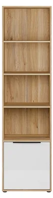 Productafbeelding van Furniture24 Regal L/R Orkney Okyr711-Q344 Boekenkast, 53,2 x 200,1 x 41,4 cm - Eikenhout Mauvella/Wit glanzend