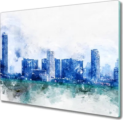 Produktbild von Coloray Hackbrett Küchenbrett Kochplattenabdeckung Schneidebrett Herdabdeckplatte 60x52 cm - Malerei Stadtgebäude