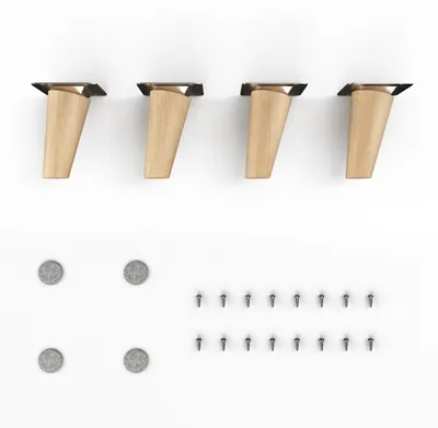 Produktbild von 4x sossai Holzfüße rund - schräge Ausführung 8cm Buche Öl-Finish
