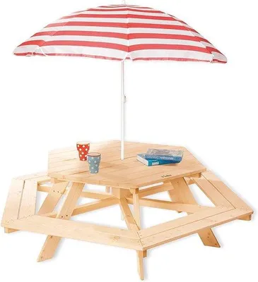 Produktbild von Famanu Kindertischset mit 6 Bänken - Naturholz