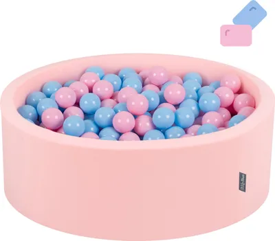 Obrázek produktu pro KiddyMoon Míčový bazén s barevnými míčky 90X30cm/300 míčků ∅ 7Cm pro kojence Děti kulatý, Bubblegum: Powder Pink/Baby Blue