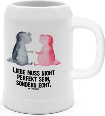 Produktbild von Mr. & Mrs. Panda Krug Axolotl Liebe - Weiß - Geschenk, Seidel, Lurch, Steinkrug, Molch, Bier, Keramikkrug, Tonkrug, Valentinstag