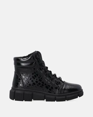 Produktbild von VENEZIA Damen Stiefeletten Ankle Boots Winterstiefel - Schwarze Leder-Ankle-Boots im sportlichen Stil aus Echtleder Schwarz Größe 36