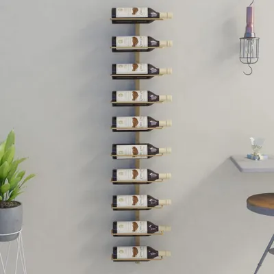 Produktbild von vidaXL Wand-Weinregal für 10 Flaschen Golden Metall