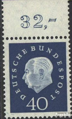 Produktbild von Briefmarken BRD (BR.Deutschland) 1959 Mi 305 Oberrandstück postfrisch Heuss
