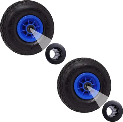 Produktbild von 2x Sackkarrenrad Luftrad 260x85 mm 3.00-4 75 mm zentrierte Nabe Ø 20 mm blau robustes 4 PR Gewebe