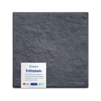 Produktbild von bepco 4er-Set, Trittsteine Wegplatte aus recycelten Kunststoff, 30,7 x 30,7 x 3cm, Graphit