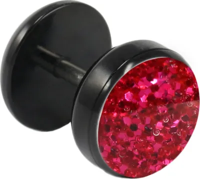 Produktbild von Fake Plug Ohrstecker schwarz Glitterline in verschiedenen Farben und Größen Farbe - Fuchsia Größe - 6 mm
