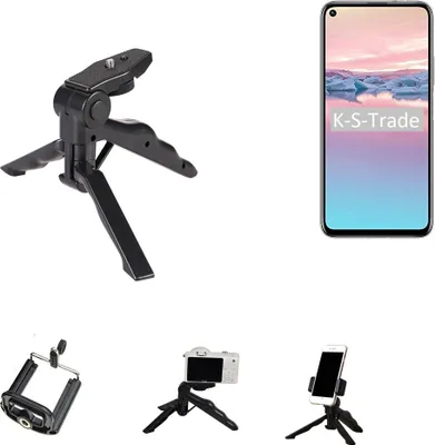 Produktbild von K-S-Trade Stativ Tisch-Ständer Dreibein Handy-Stativ Ständer kompatibel mit Huawei Honor 20 Pro Mini-Stativ Smartphone Tripod Handy-Stativ aus