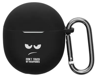 Produktbild von kwmobile Design Schutzhülle für Google Pixel Buds 2A Hülle - TPU Silikon Case für Kopfhörer Ladecase - stoßfestes Cover mit Karabiner - Weiß Schwarz