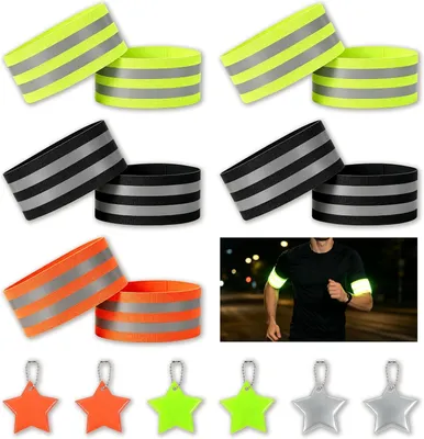 Productafbeelding van Reflecterende banden, elastisch, 35 x 5 cm, 16 stuks, geschikt voor fietsen en hardlopen