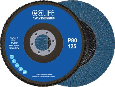 Produktbild von CCLIFE 10 Stück Profi Fächerscheiben 125 mm Korn 80 Lamellenscheiben Fächer Schleifscheiben