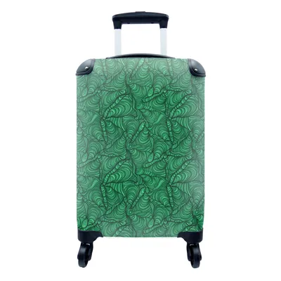 Produktbild von MuchoWow® Koffer Handgepäck Trolley Rollkoffer Kleine Reisekoffer mit 4 Rollen - Grün - Muster - Sommer - Cabin Size < 55x40x23 cm & 55x40x20 cm - Fotokoffer - Kabinenkoffer - Boardgepäck - Reise-Box - Reisekoffer - Reisegepäck - Koffer mit Bild - Trolley für Kinder