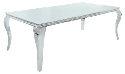 Productafbeelding van Eettafel VELENA - Zilverstaal en opaalglas - 200 cm - Moderne barokstijl