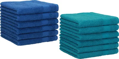 Produktbild von Betz 12 Stück Gästetücher 30x50 cm PALERMO 100% Baumwolle Farbe: blau und petrol