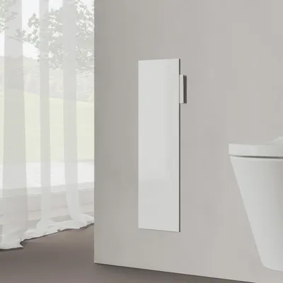 Imagen del producto de Módulo para inodoro Kronenbach Cube, diseño de 60 cm, para instalación empotrada, con frente de vidrio y apertura hacia la izquierda